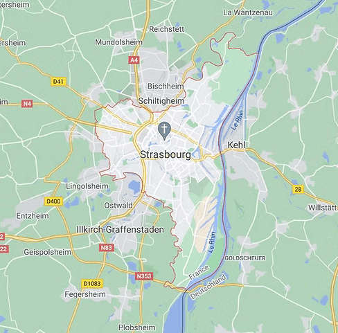 Carte de la zone d'intervention du serrurier sur Strasbourg et Eurométropole